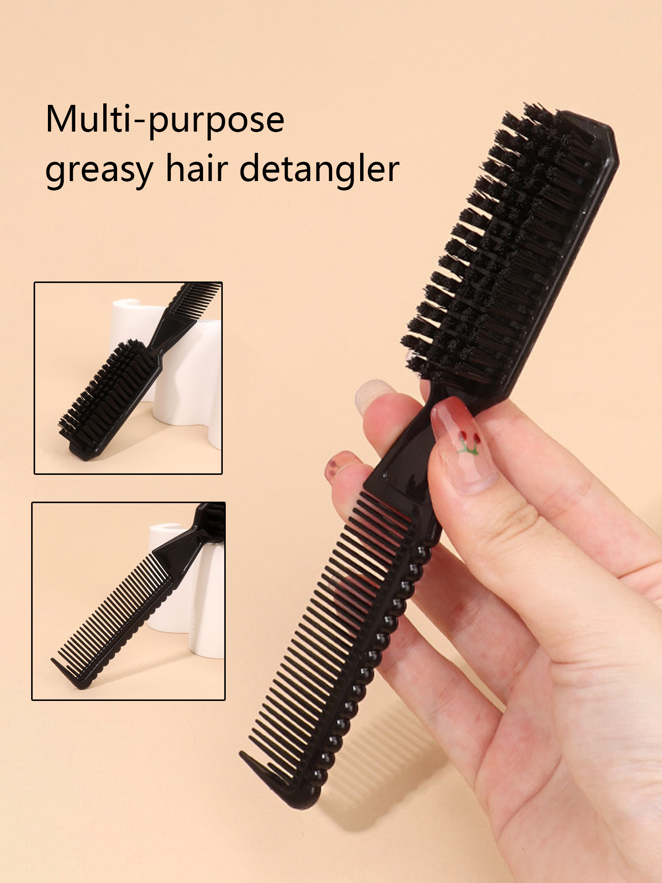 Double-Sided Comb Brush Wave Shaped Comb Professional Mustache Comb Brush Hairdresser Cleaning Brush, Special for Real Hair