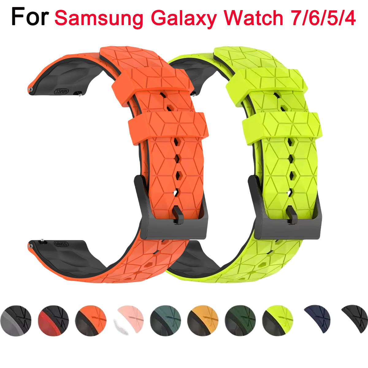 20mm 22mm For Samsung Galaxy Watch Band 7/6/5/4 40 44mm Silicone Strap Gear S3 Huawei GT3 4 Pro Universal Durable Sport Bracelet