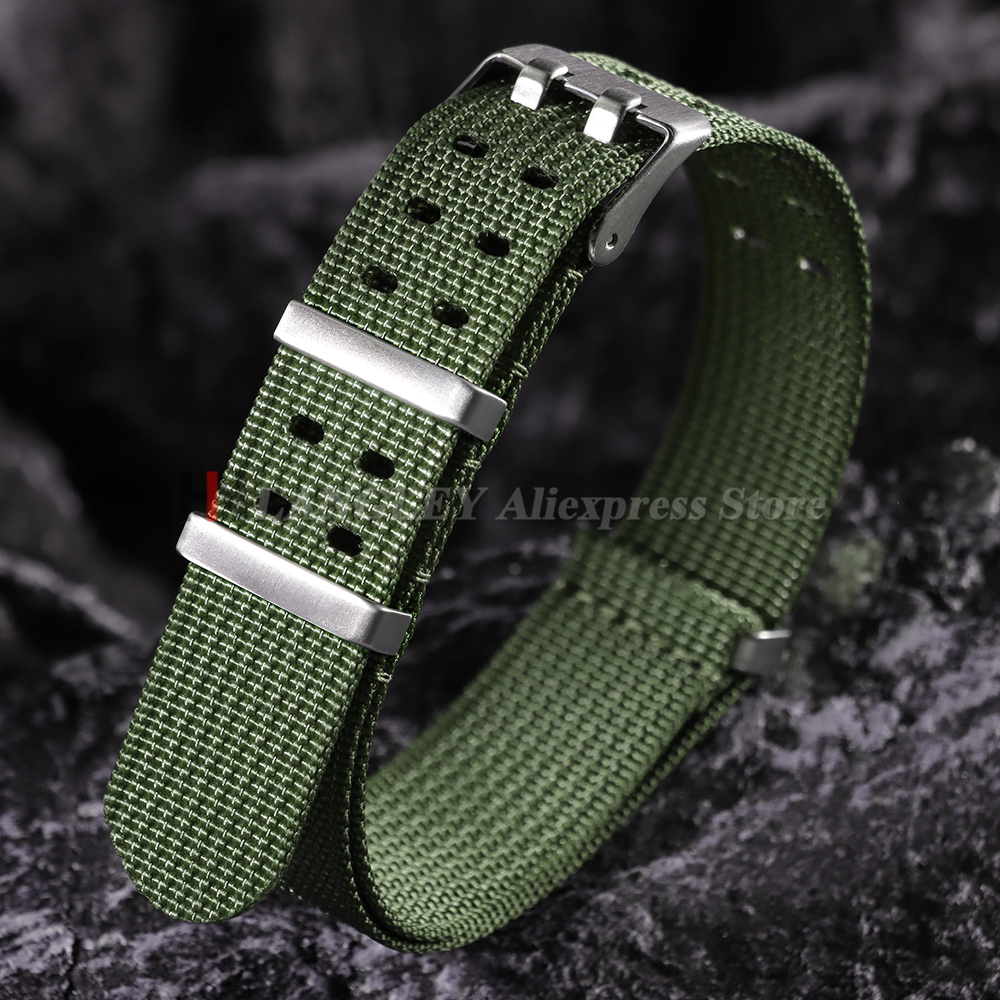 New Ribbed Nylon Watchband 20mm 22mm Watchband Accessories Braid Sport Double Holes Wristband Men's Women Bracelet