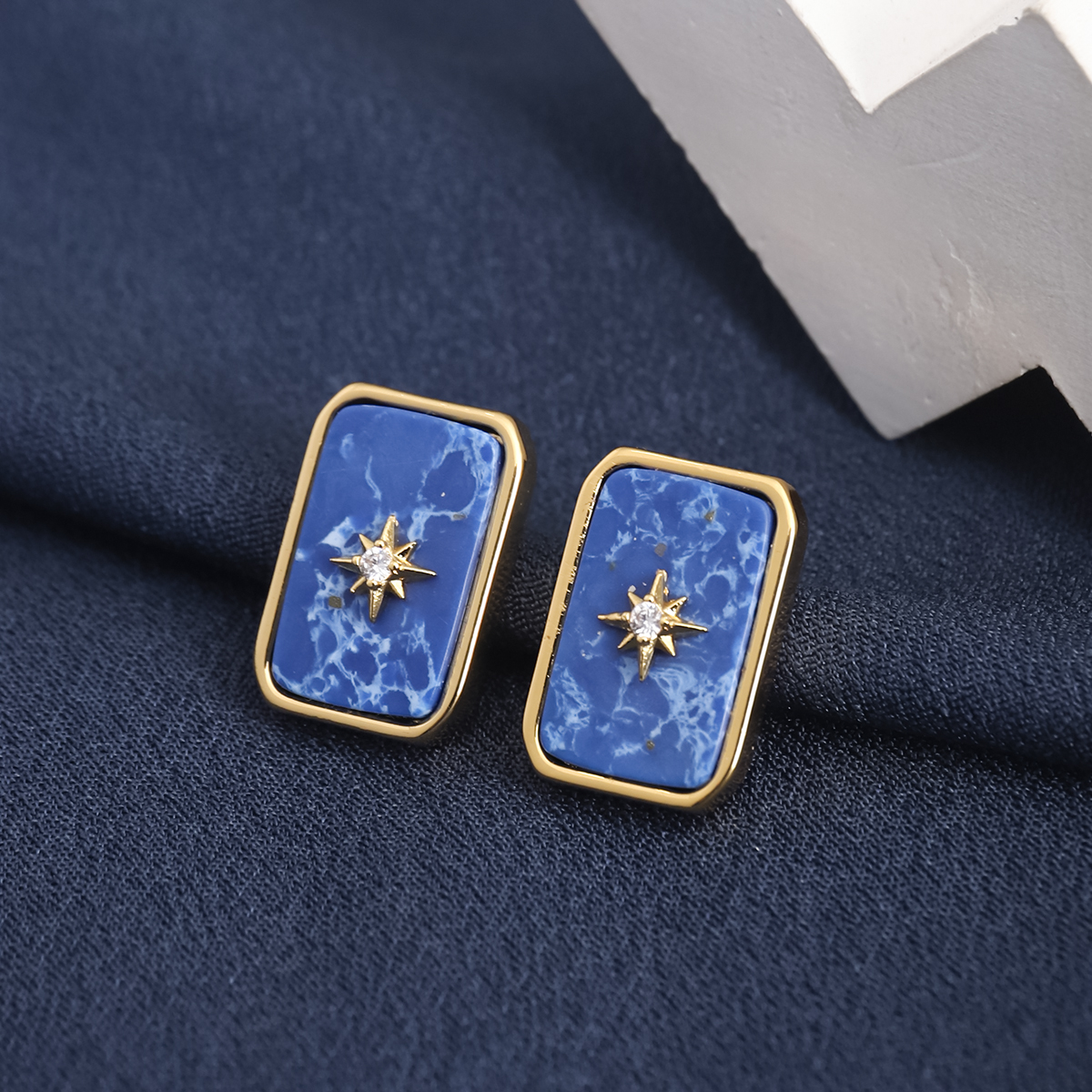 Stainless Steel Retro Sun Shell Earring Charm Love Heart Women Natural Stone Ear Jewelry Wholesale