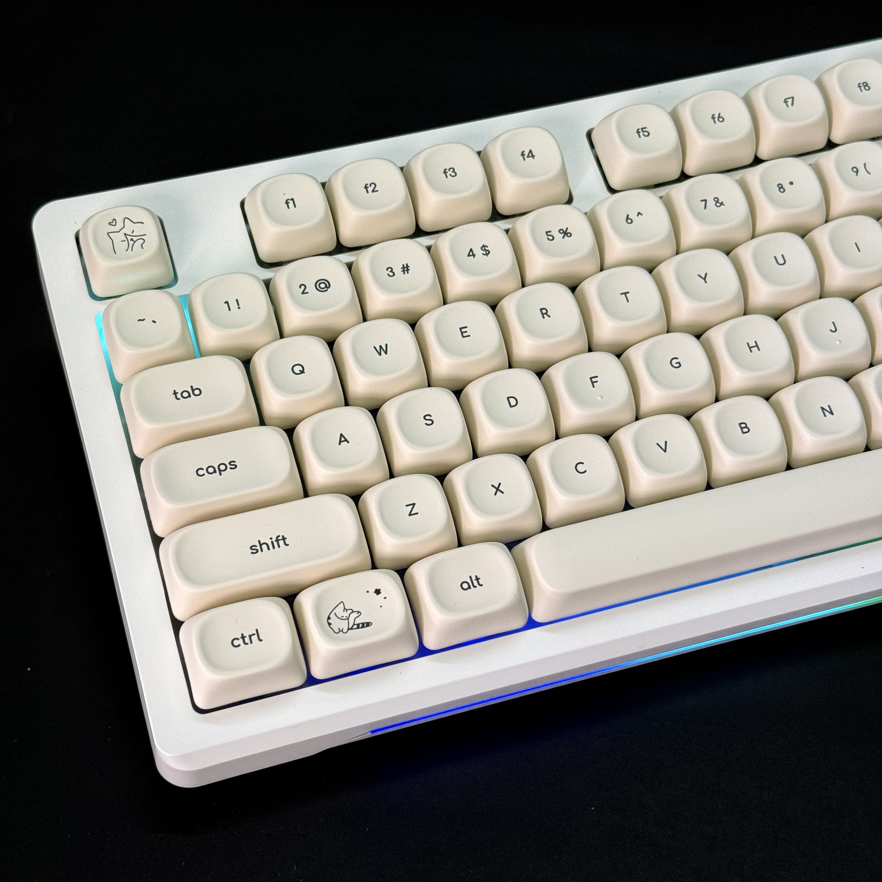 Korean Cute Keycap 60% 65% 75% TKL 96% 100% Layout MOA Milky Cat Fruit Print Hangul Keycaps for MX Switch Mechanical Keyboard