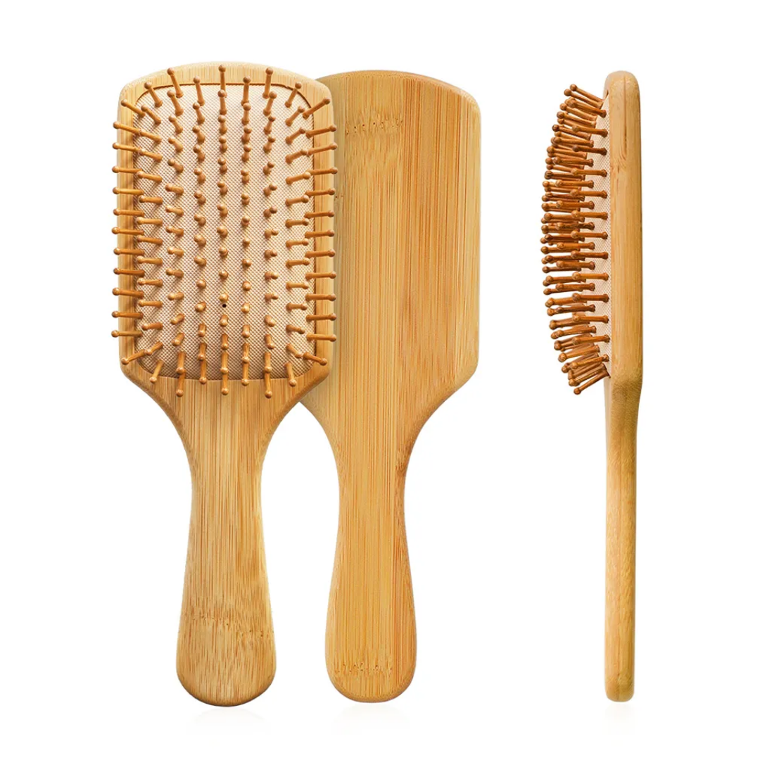 Premium Natural Bamboo Paddle Hair Brush - Eco-Friendly Wooden Anti-Static Detangling Comb for Thick, Curly, Wet, Dry, Long & Straight Hair - Ergonomic Scalp Massage Brush for Hair Styling & Health - Travel-Friendly