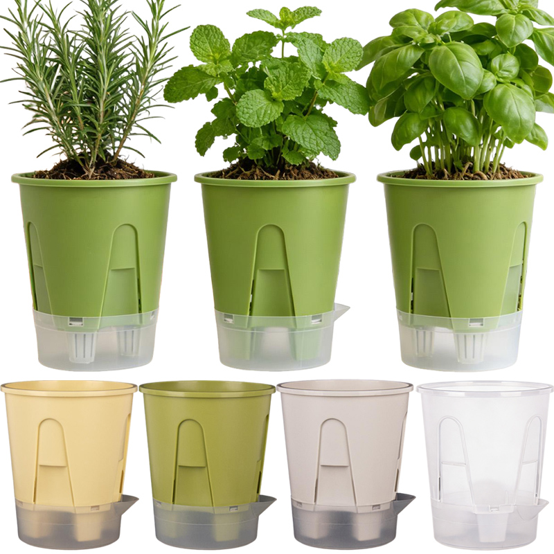 Automatic Watering Planter Pot with Tray Self Watering System for Indoor Outdoor Plant Durable Corrosion Resistant Plastic Decor