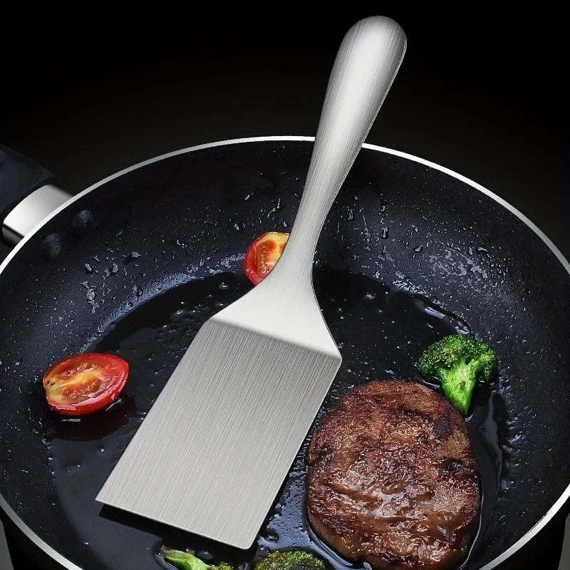 1pc,Grill Turner Spatula, Stainless Steel Small Frying Shovel, Mental Cooking Shovel, Steak Shovel, Pancake Special Tool