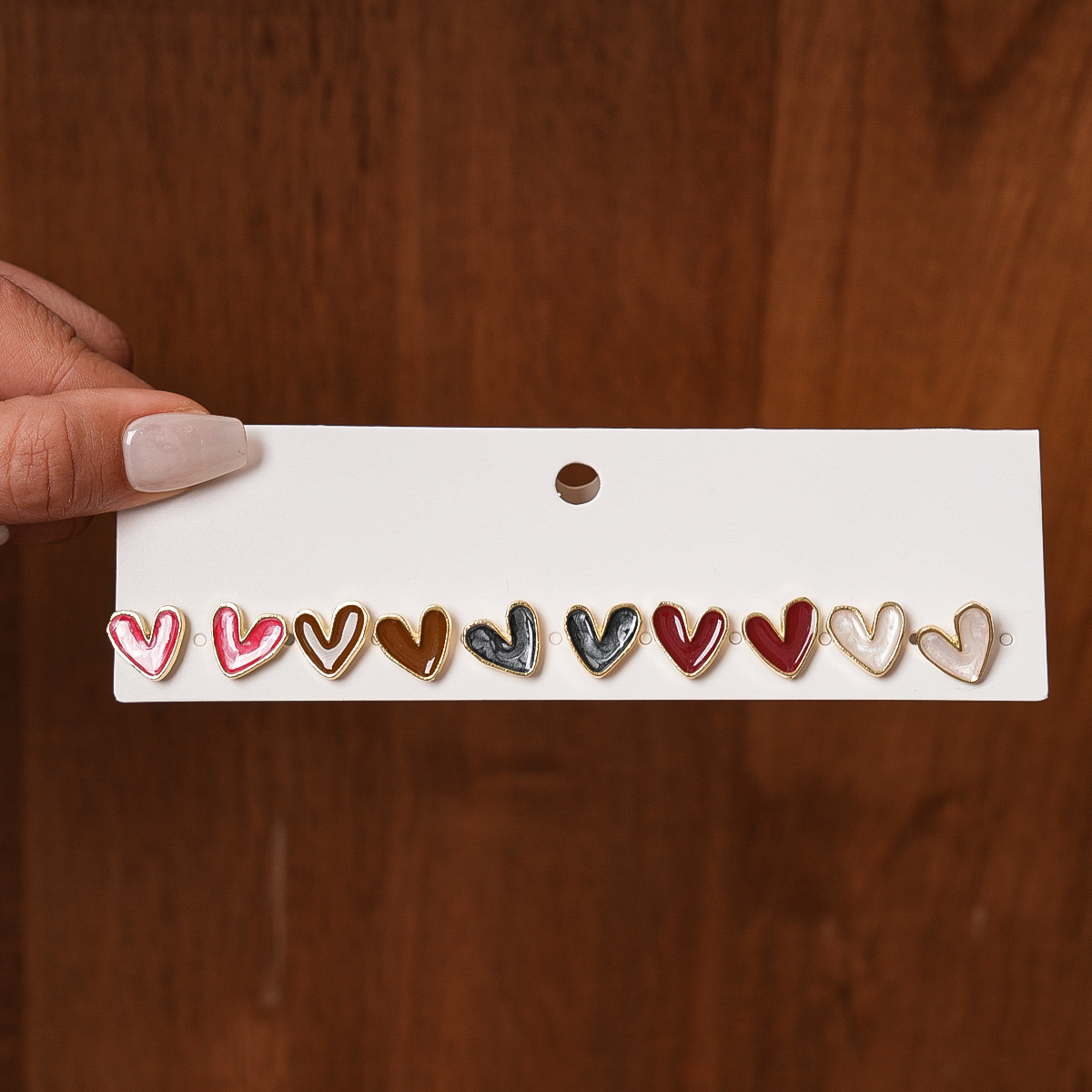 10 Pcs Cute Mini Heart Stud Earrings Colorful Dripping Oil Enamel Ear Studs for Women Sweet Party Daily Wear Ear Jewelry K