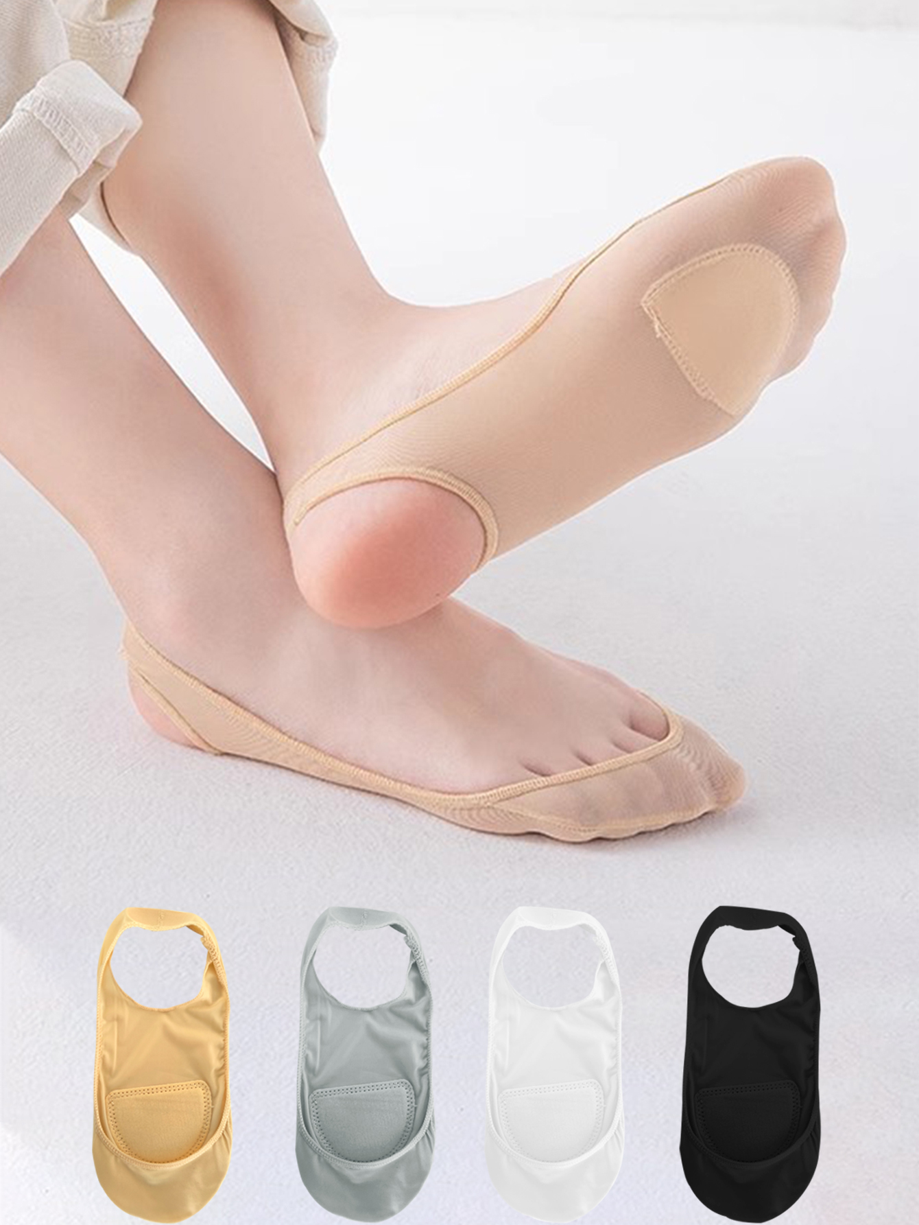 Women's Icy Silk No-Show Socks Summer Grip Sandal Socks Cushion Ultra Low Cut Invisible Suitable High heels Socks