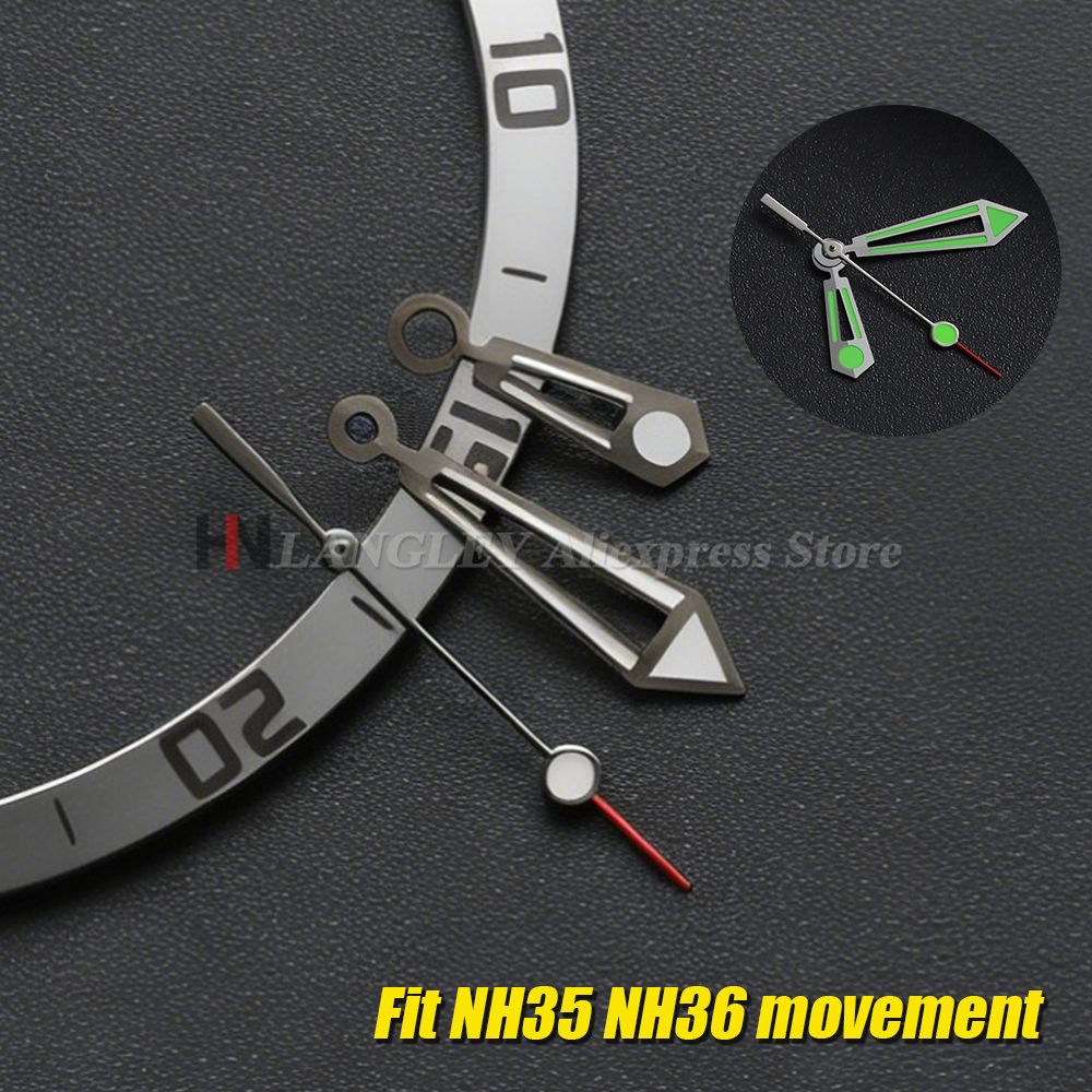 NH35 Watch Hands SKX Hands Silver Gold Black Red Hands For NH35/NH36/4R/7S Movement Watches Pointers Green Luminous