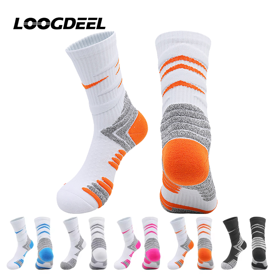 Loogdeel 1 Pair Performance Basketball Socks High Top Long Tube Sports Socks Breathable Sweat Wicking Running Socks