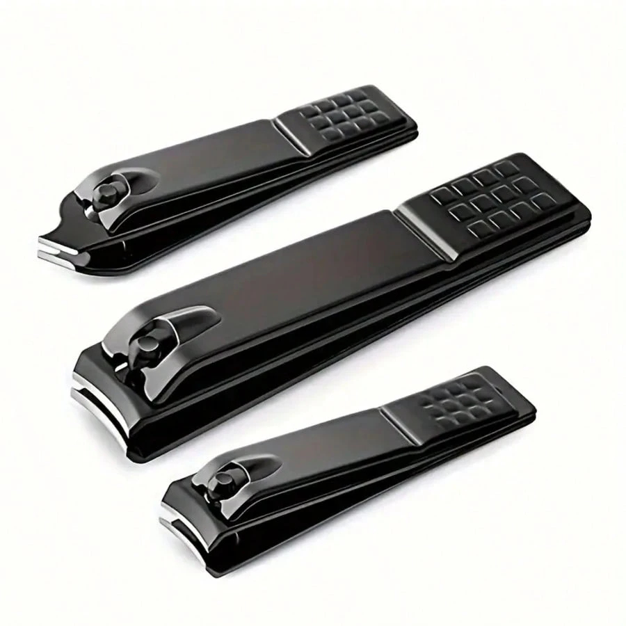 3pcs Set Matte Black Stainless Steel Nail Clippers - For Fingernails, Toenails And Ingrown Nails - Heavy Duty Nail Clippers, Man