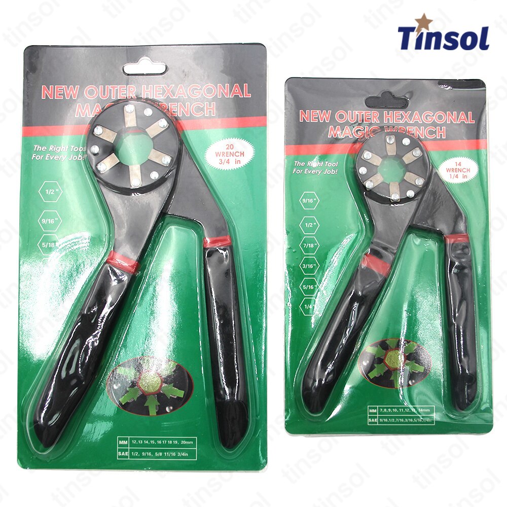 TINSOL 6/8 Inch Magic Wrench Adjustable Multifunctional Hand Tool Outer Hexagonal Twisting Clamping Socket Household Maintenance