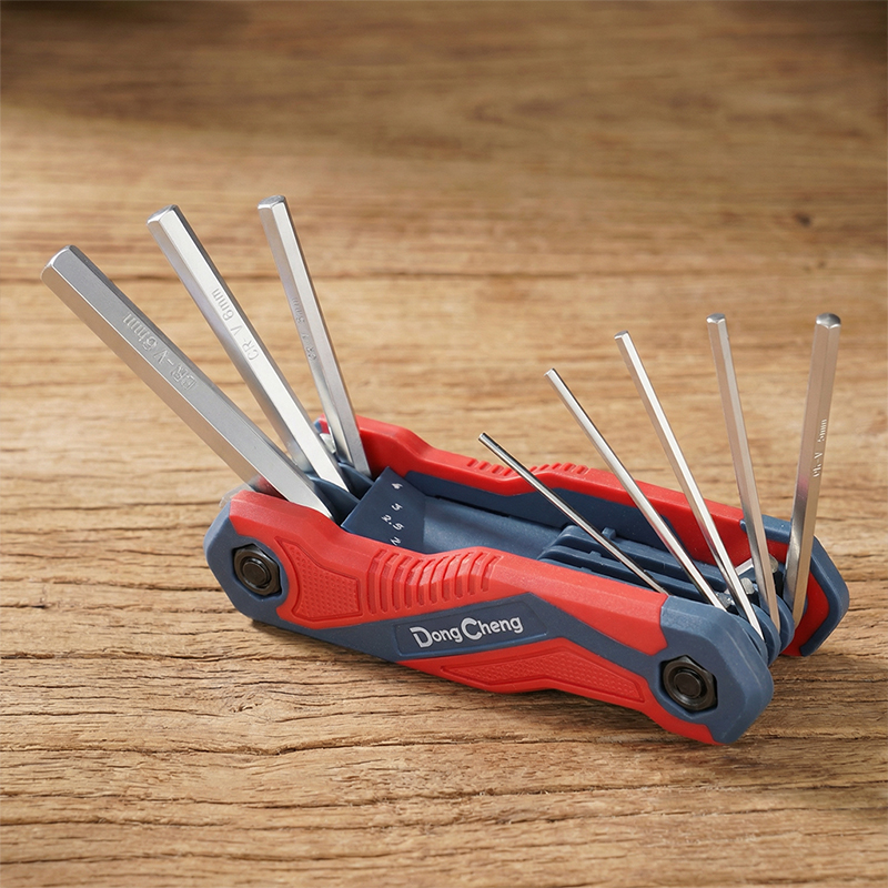 8-in-1 Folding Flat Head Hex Key Set, CR-V Allen Wrench Kit with Matte Chrome, Portable Repair Tool for Furniture Assembly Bike