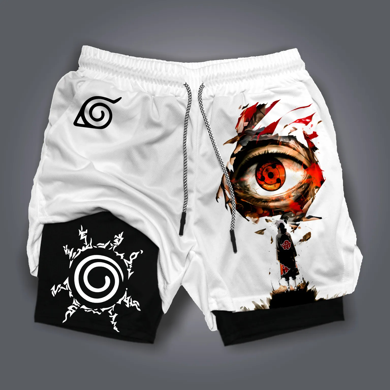 Naruto Anime Sasuke USA 2026 Double Peripheral Printed Shorts Men's Summer New Style Daily Loose Breathable Sports Pants
