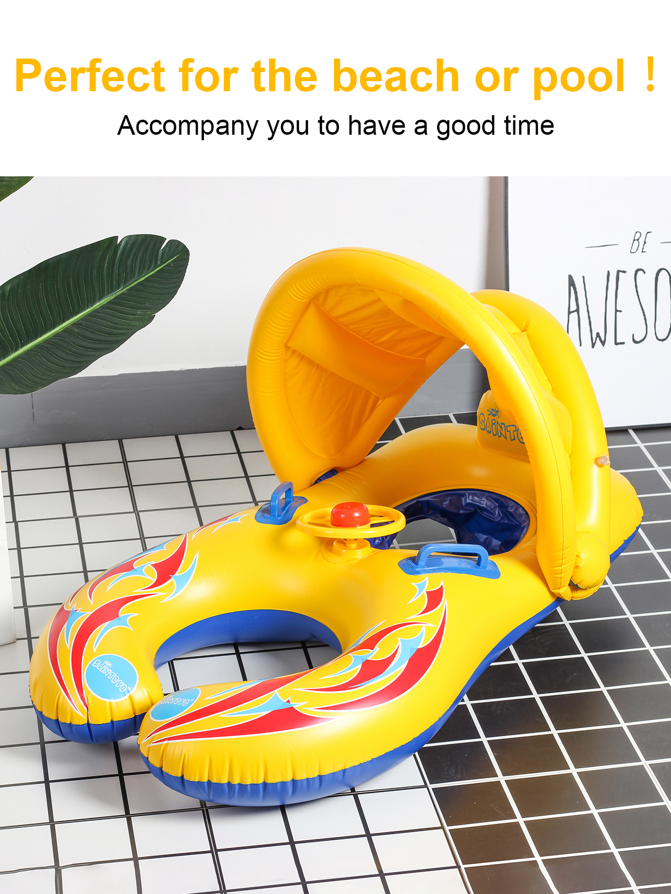 1PC Mommy and Me Pool Baby Float with Removable Canopy,Pool Floats, Infant Seat Float for Swimming Pool
