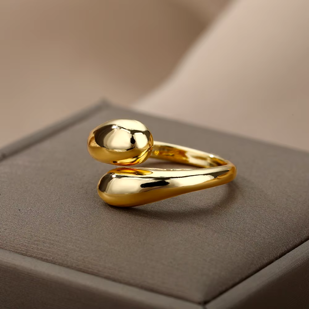 Stainless Steel Rings for Women Gold Color Simple Geometric Open Ring Vintage Waterproof Wedding Aesthetic Jewelry Gift pen gpt