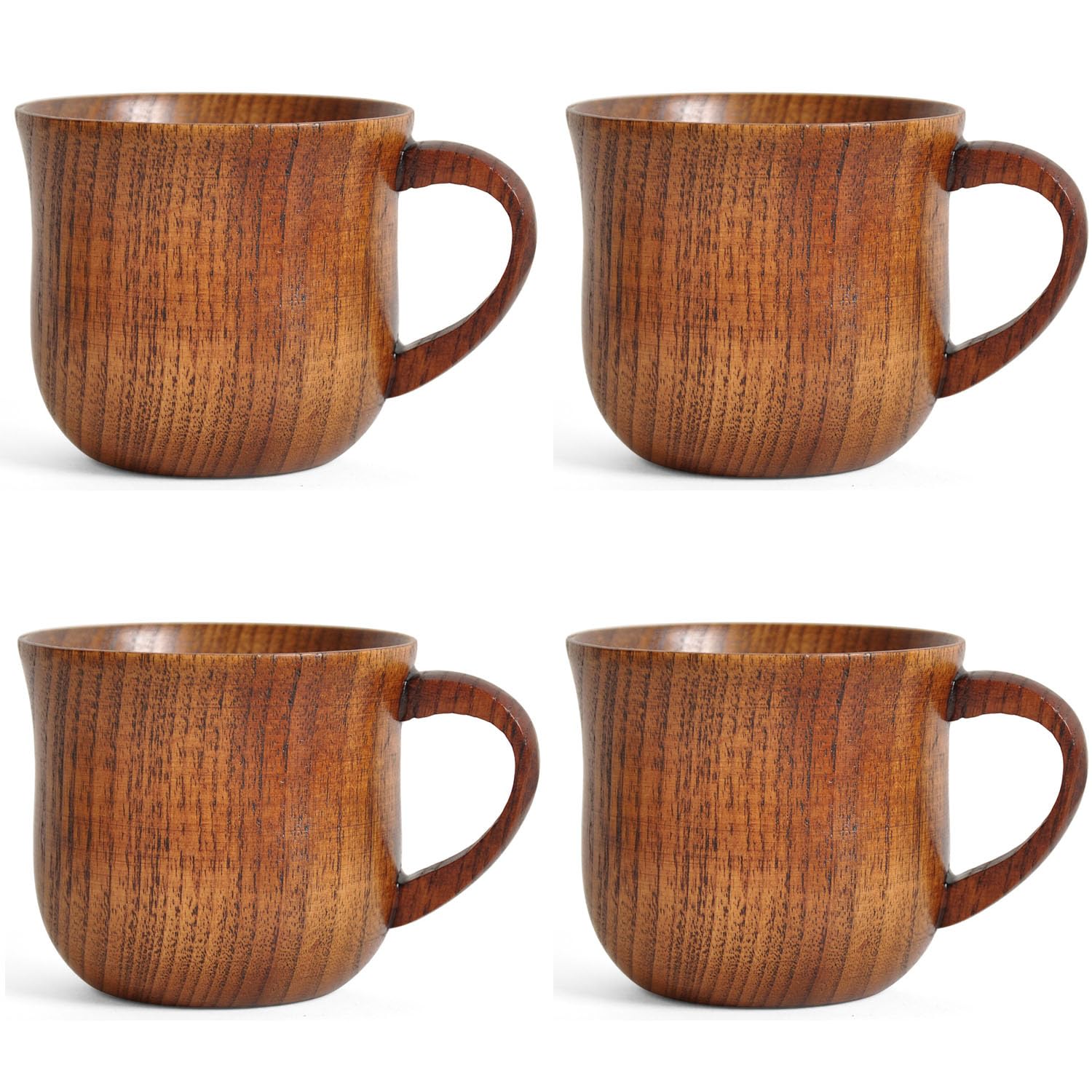 1/2/4 Pack Wooden Drinkware Water Cup 200ML Natural Solid Wood Coffee Cup Suitable for Drinking Tea Milk Coffee and Other Drinks