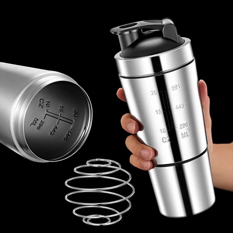 Under Armour Steel Gym Shaker with Storage Container for Protein Powder | Double Walled Insulation | BPA Free | Leak Proof (750 ML-Silver)