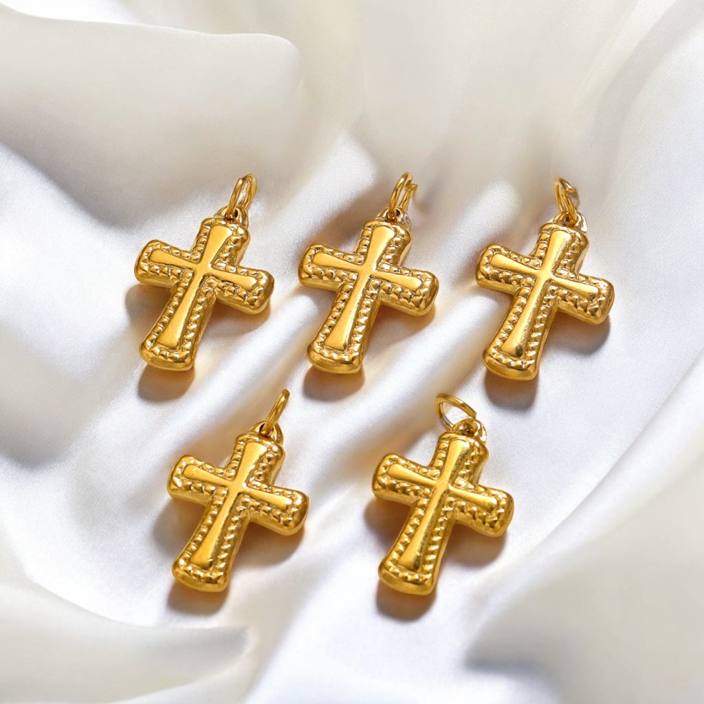 2PCS Stainless Steel Cross Pendant with Open Ring Exquisite Vintage Solid DIY Charms Necklace Bag Jewelry Making pen gpt