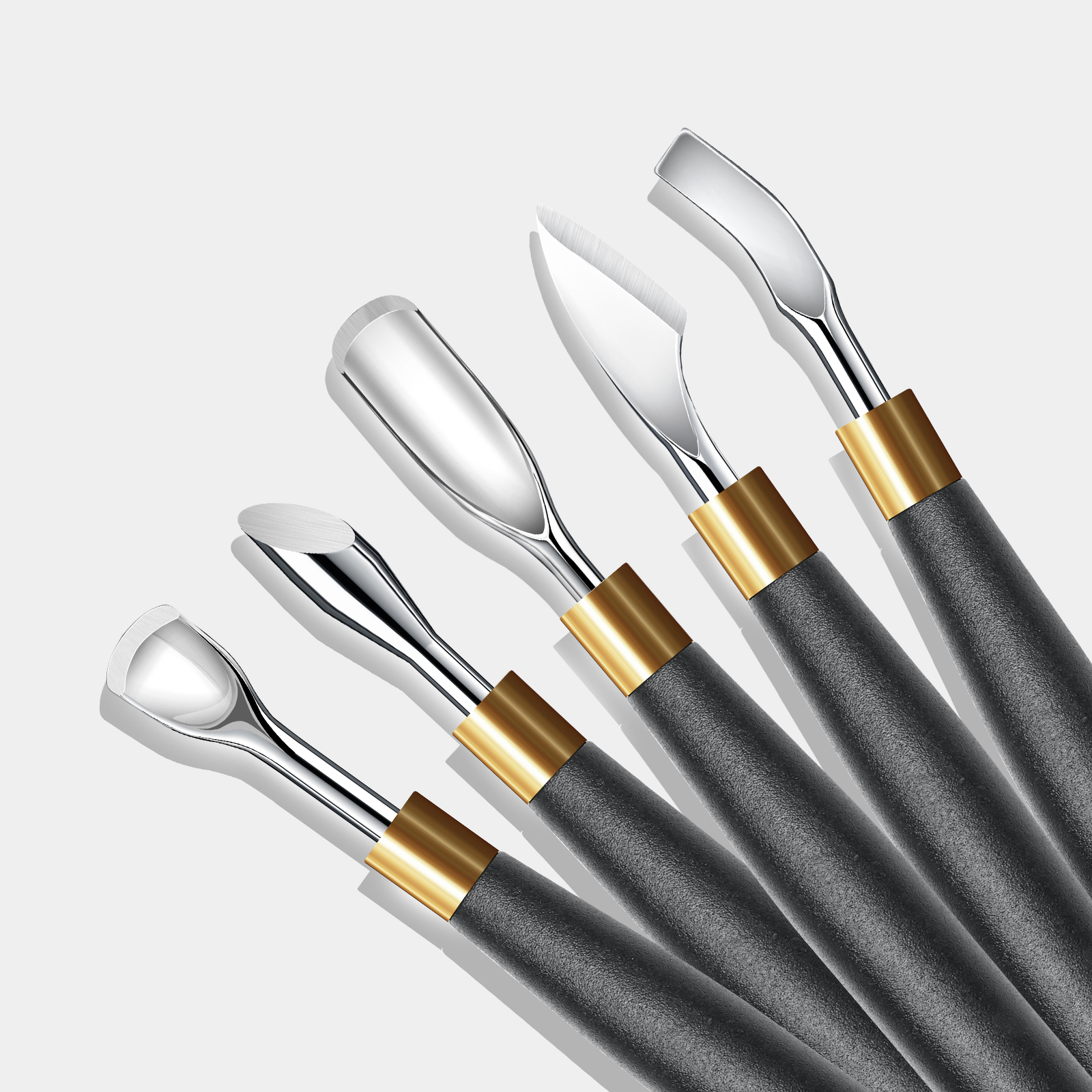 Black Handle Hook Type Cuticle Pusher Nail Polish Remover Gel Scraper Stainless Steel Clean Manicure Tool for Nail Art