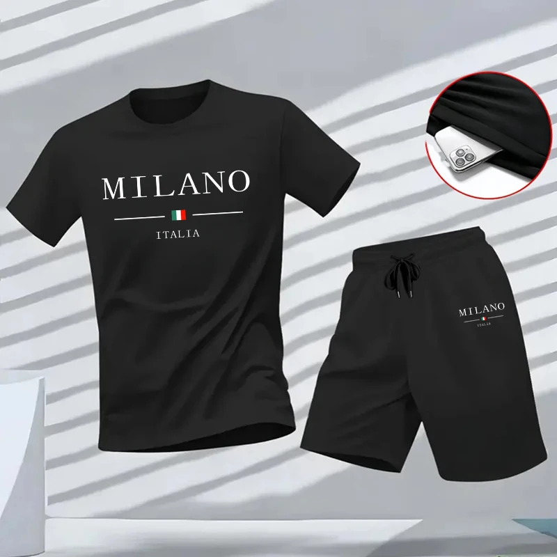 Italy Fashion Tracksuit for Man 2026 New Summer Sportswear O-neck T-shirts Sports Shorts Male Urabn Casual Outfits Men's Clothes