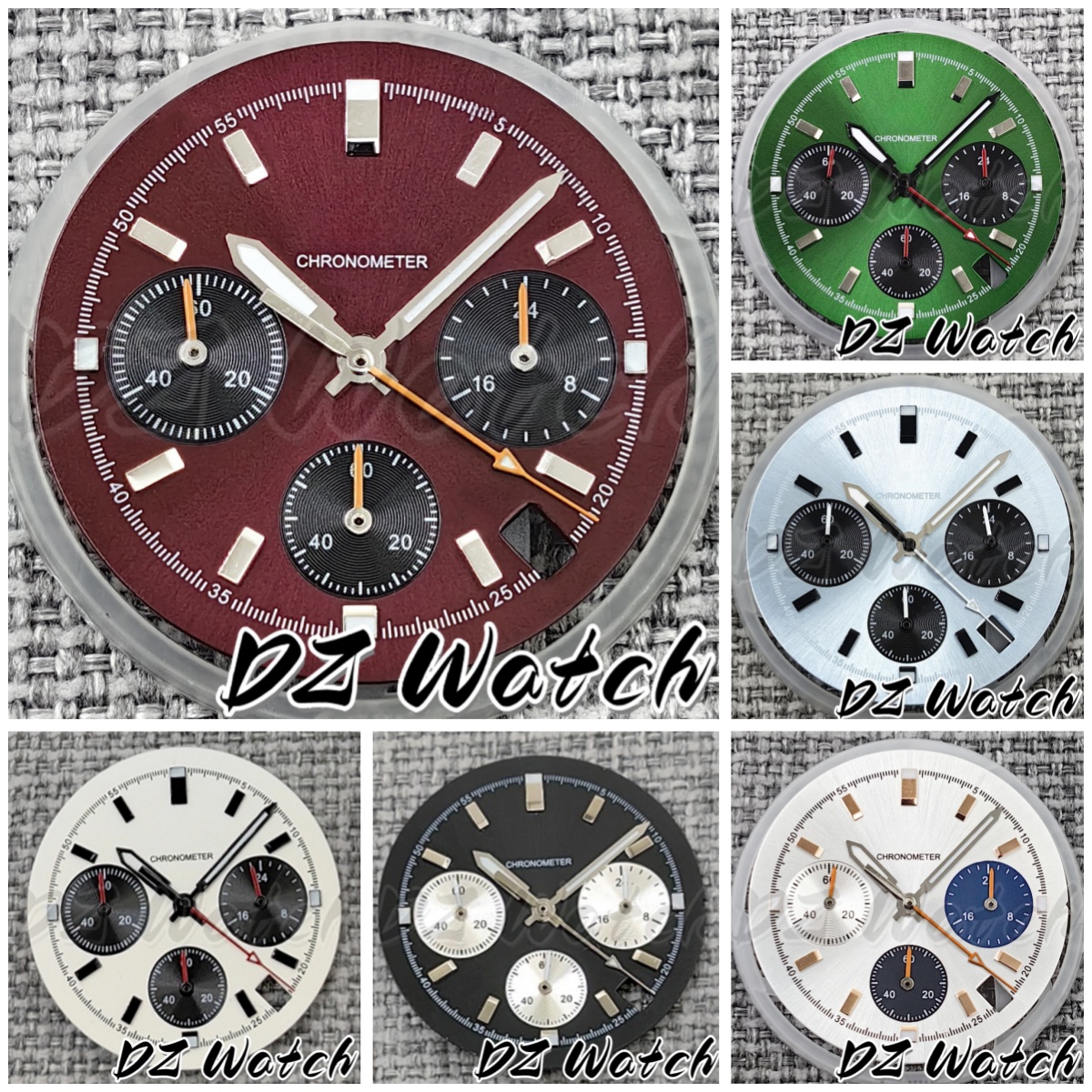 DZ 30mm 6-Pin Panda Dial Quartz Movement Watch Dial With VK63 Watch Hands C3 Super Green Glow-in-the-Dark With VK63 Movement