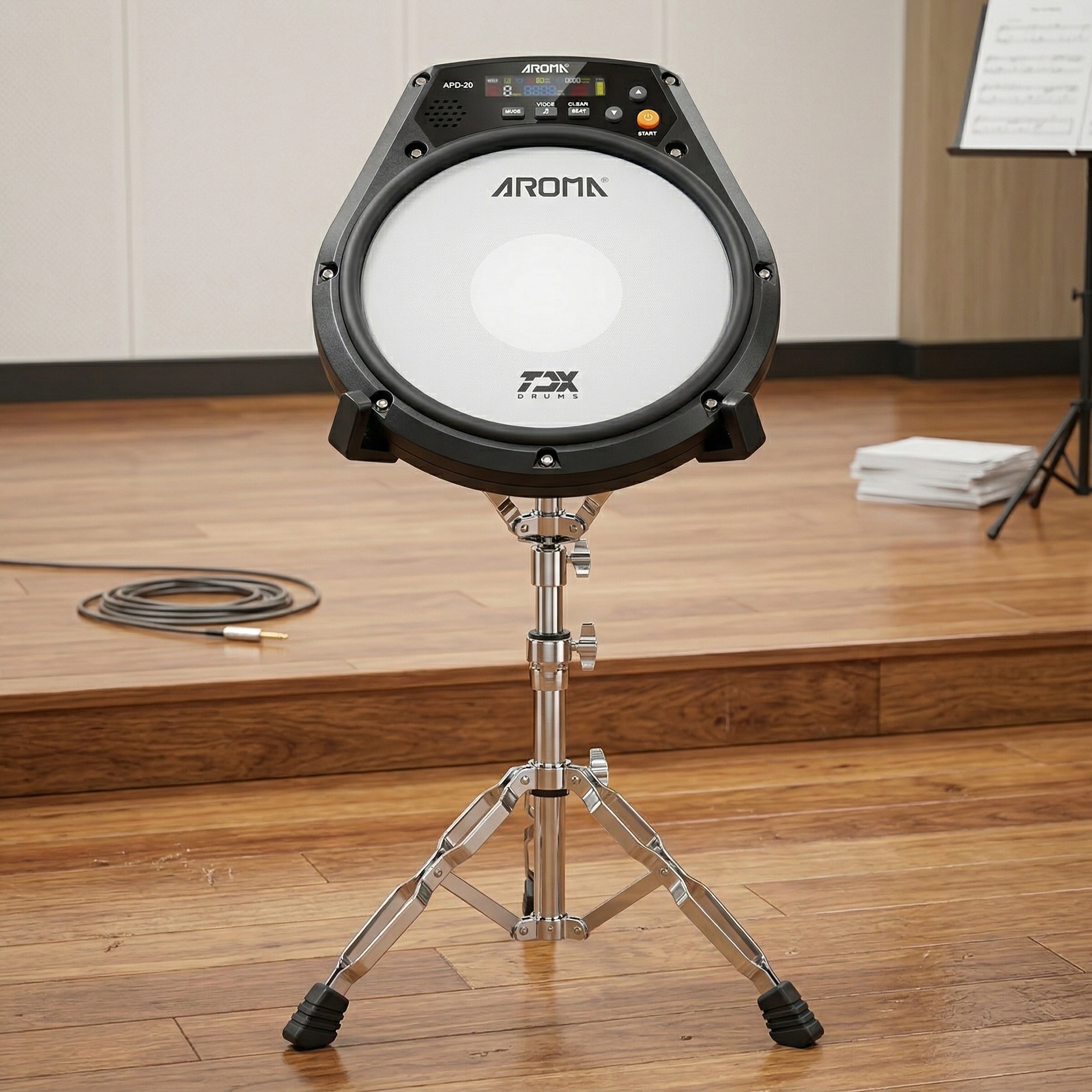 Aroma APD-20 Dumb Drum Pad Rechargeable Electronic Mute Drum Beating Board Built-in Battery Metronome for Beginner Practice