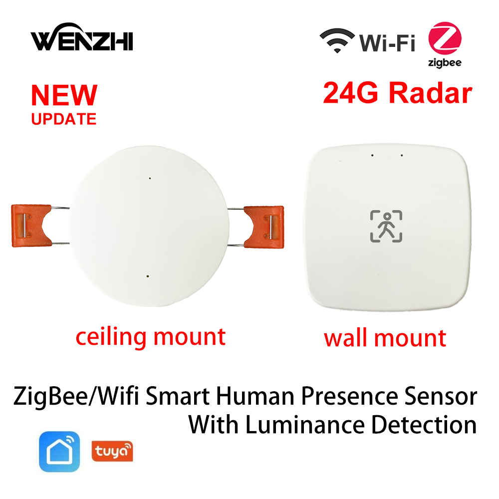 ZigBee/Wifi Tuya Smart Human Presence Motion 5.8G/24G PIR Microwave Radar Light Luminosity Detection Smart Life Home Automation