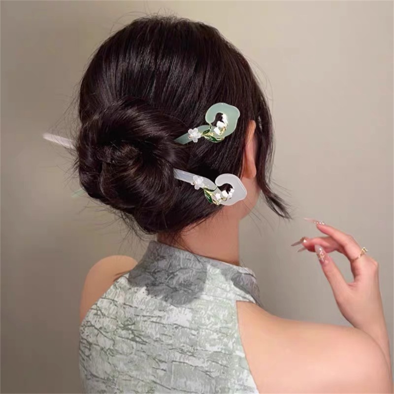 Super Fairy Bell Orchid Hairpin Female Back of the Head Coiled Hairpin Simple Chinese Ancient Style Hairpin Hairpin Headpiece