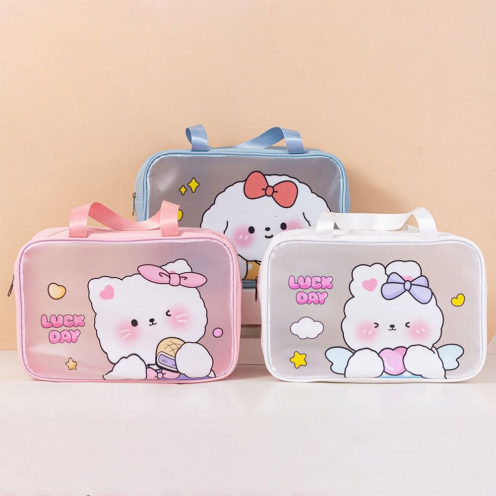 Transparent PVC Cartoon Cosmetic Bag Large Capacity Toiletry Storage Bag Swimming Beach Bag Waterproof Makeup Bag