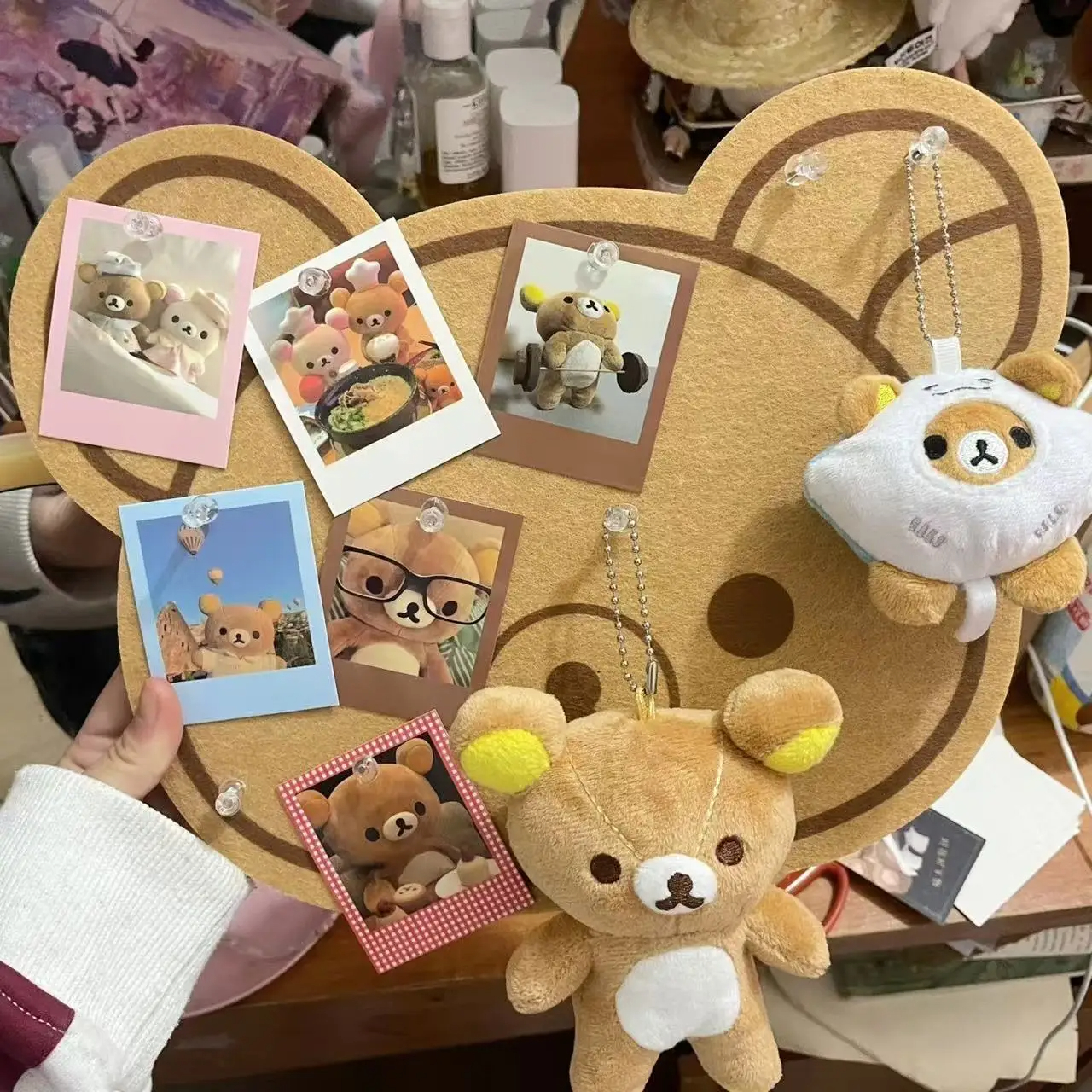 New Relaxed Bear Felt Cute Cartoon Cork Board Decoration Photo Wall Without Punching Message Board Room Decoration Gift 2025