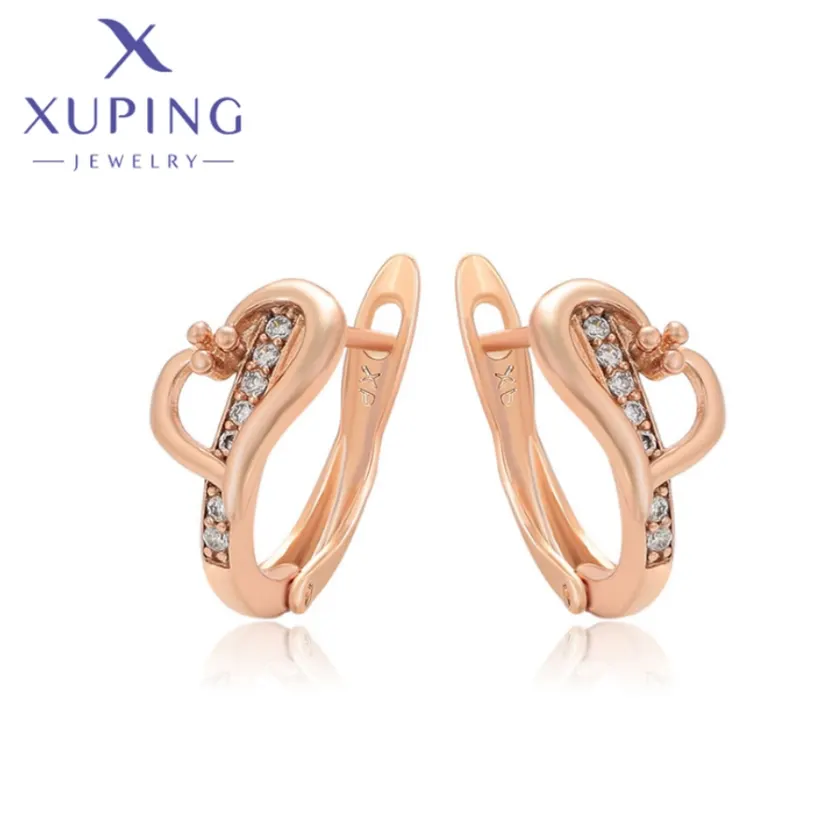Xuping Jewelry Classics Exquisite Simple Rose Gold Color Zircon Piering Earrings for Women Wish Party X000832684