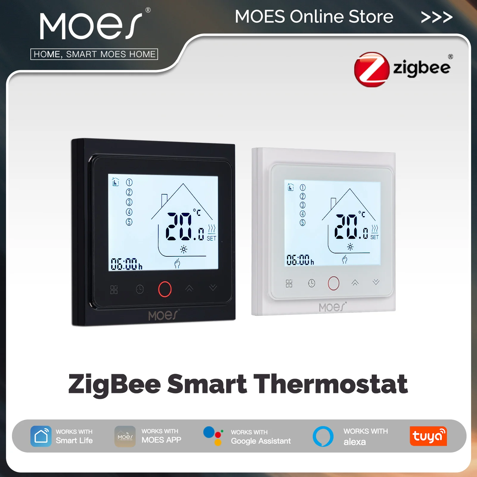 MOES Tuya Smart WiFi/ZigBee Thermostat Low Battery-Powered Gas Boiler Temperature Controller Work with Alexa Home