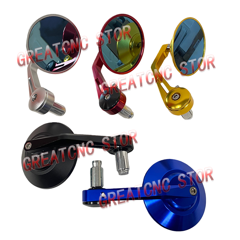 Blue Large Circular Handle Mirror 22MM Motorcycle Rearview Mirror Motorcycle Universal Accessories Motorcycle Modification Parts