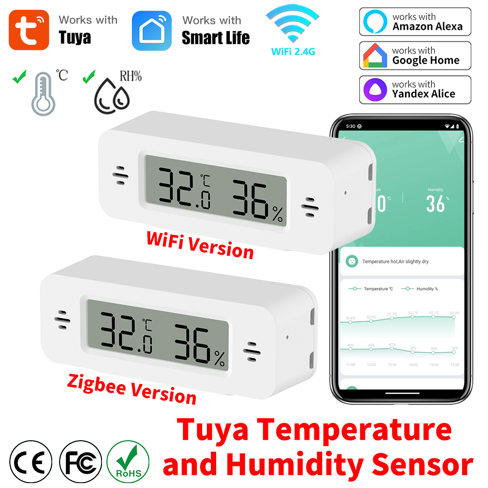IP65 Zigbee or WiFi Temperature Humidity Sensor Waterproof Outdoor Hygrometer Thermometer Work With Tuya Alexa
