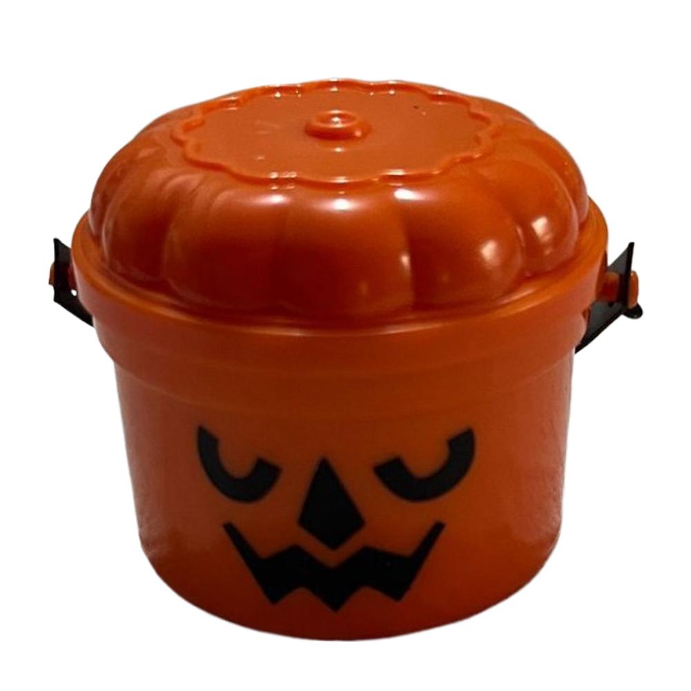 Halloween Pumpkin Mini Bucket Handheld Portable Decor Cute Themed Ornament Creative Party Gift for Desktop Bookshelf Countertop