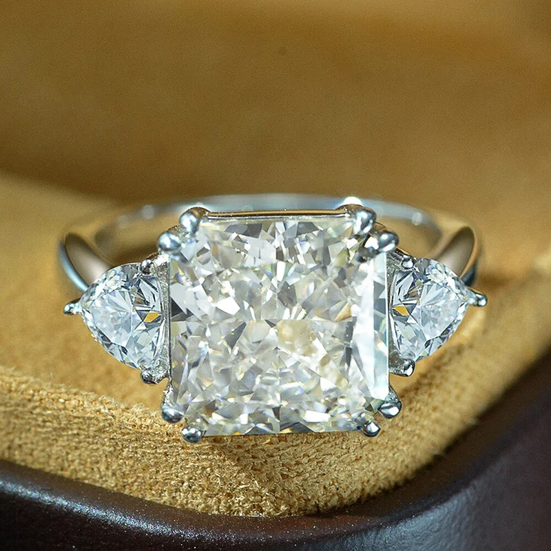 Huitan AA Crystal Cubic Zirconia 2Pcs Women Rings Luxury Silver Color Wedding Accessories Temperament Elegant Female Jewelry