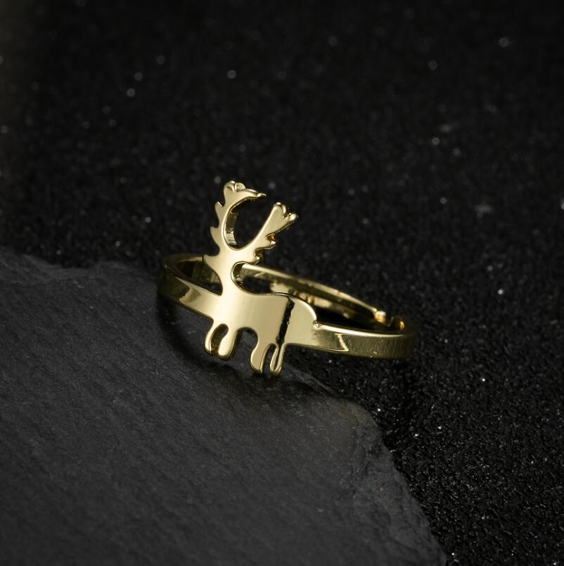 Party Deer Animal Knuckle Ring For Women Golden Stainless Steel Open Finger Rings Accessories Jewelry Wholesale