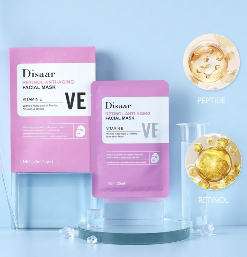Disaar Retinol Anti-Aging Vitamin E Facial Mask 5pcs