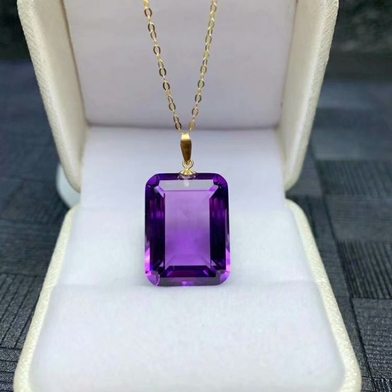 18K Gold Natural Amethyst Pendant Necklace Is A New for Classic Women Luxury Jewelry Designers