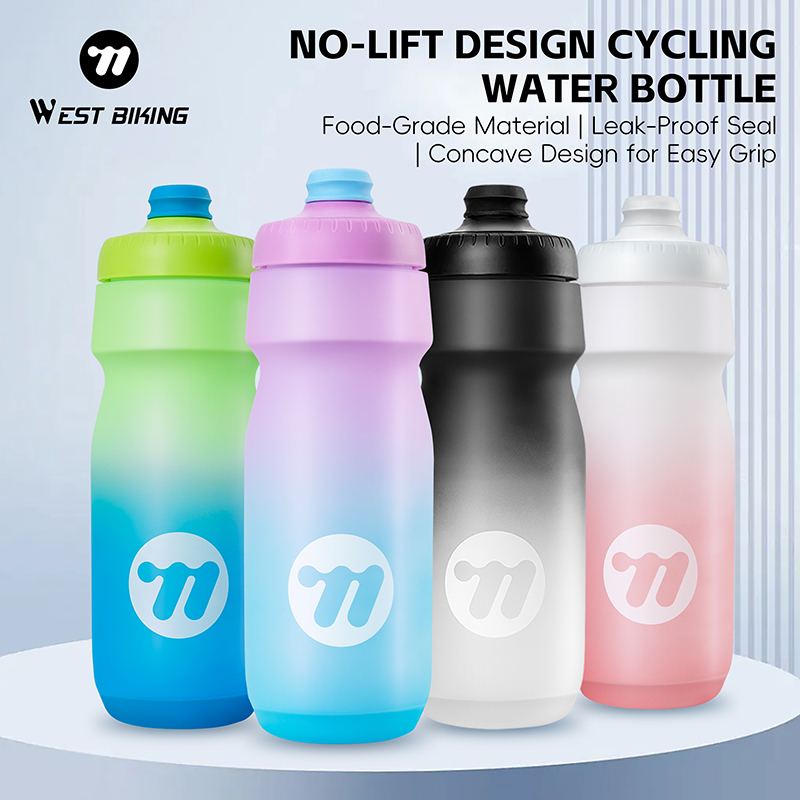 WEST BIKING Cycling Water Bottle Ultra light Leak-proof squeezable Taste-free Bicycle Kettle MTB Road Bike Gradient Water Bottle