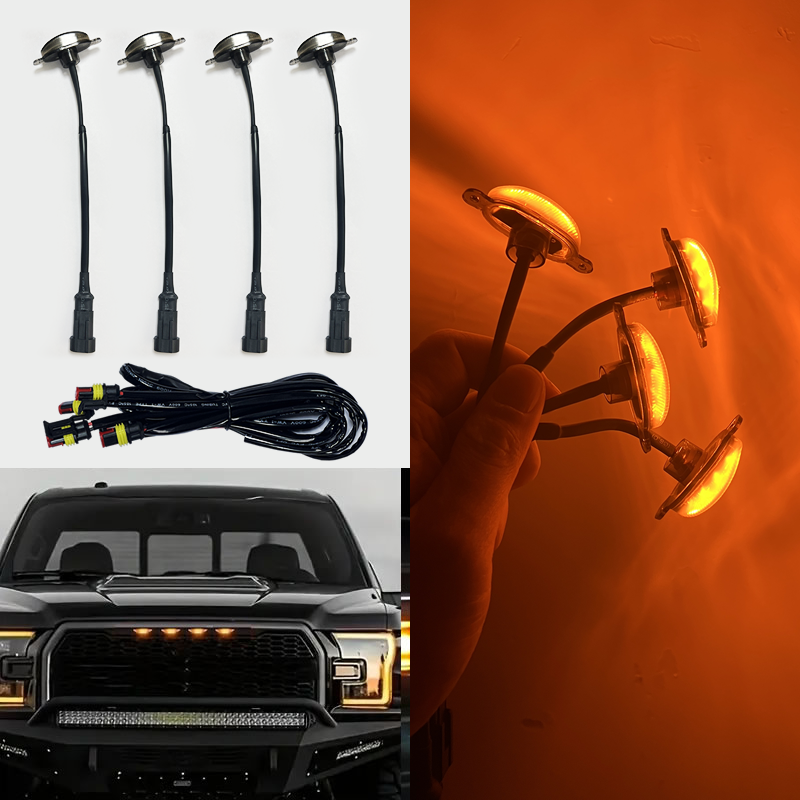 4pcs Universal Car LED Lights Amber LED Decorative Lamp For Trunk SUV Pickup Truck