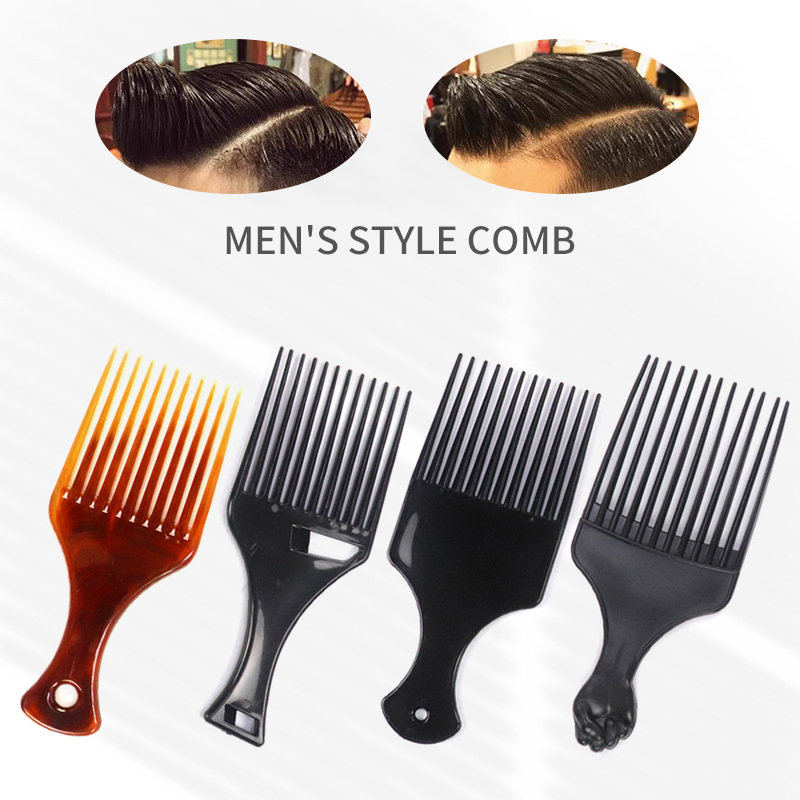 1Pc Wide Teeth Brush Pick Comb Fork Hairbrush Insert Hair Pick Comb Plastic Gear Comb for Curly Hair Styling Tools