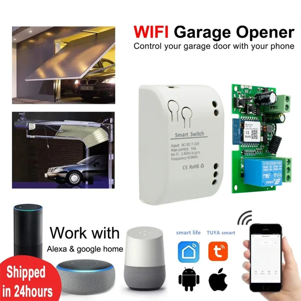 Tuya WiFi Smart Garage Door Opener Sliding Electric Gate Door Access Motor Switch Controller For Alexa Echo Home Timer