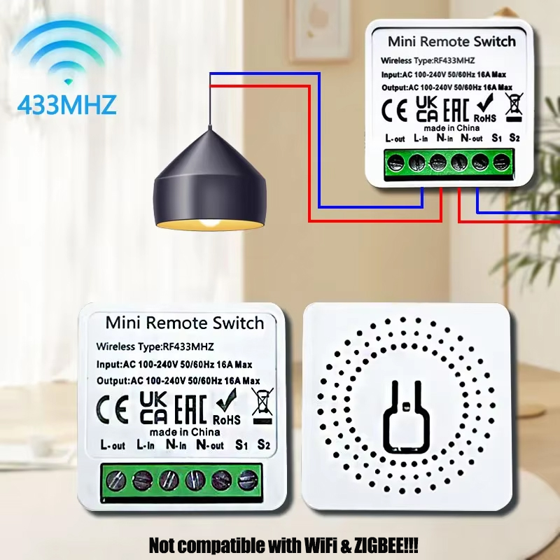 16A RF433 MHz Smart Switch Mini DIY Wireless Remote Control Light Switches Relay Receiver Automation Module for Home LED Lamp