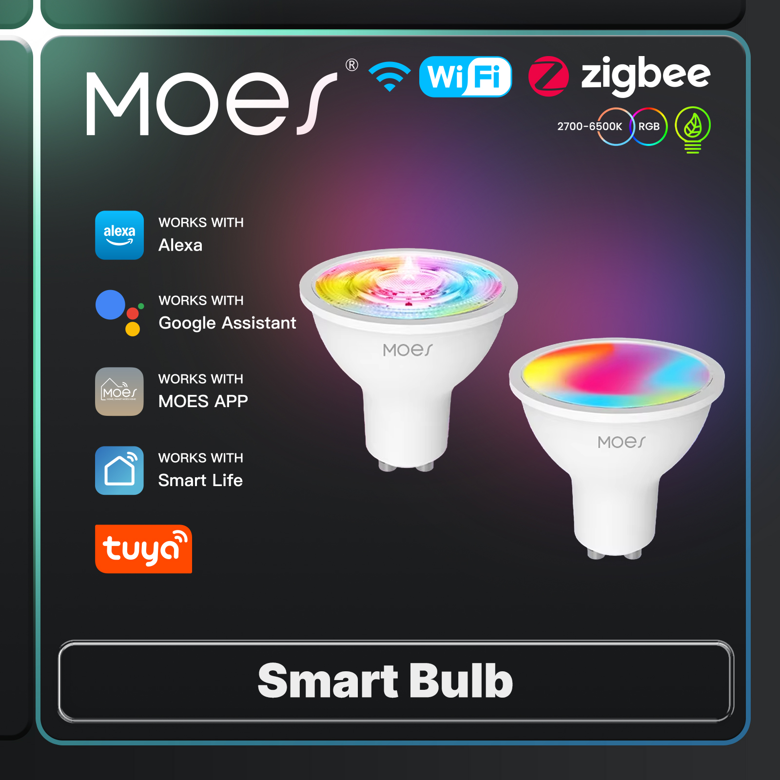 MOES Tuya ZigBee/WIFI GU10 Smart LED Bulbs RGB C+W White 5W Light Dimmable Lamps Smart Life APP Control Works With Alexa/ lightify