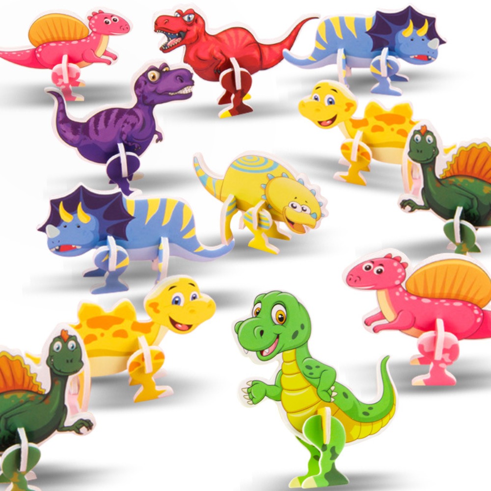 25/50Pcs Cute Cartoon 3D Dinosaur Puzzle Children’s Birthday Party Kindergarten Back-to-School New Year Pack