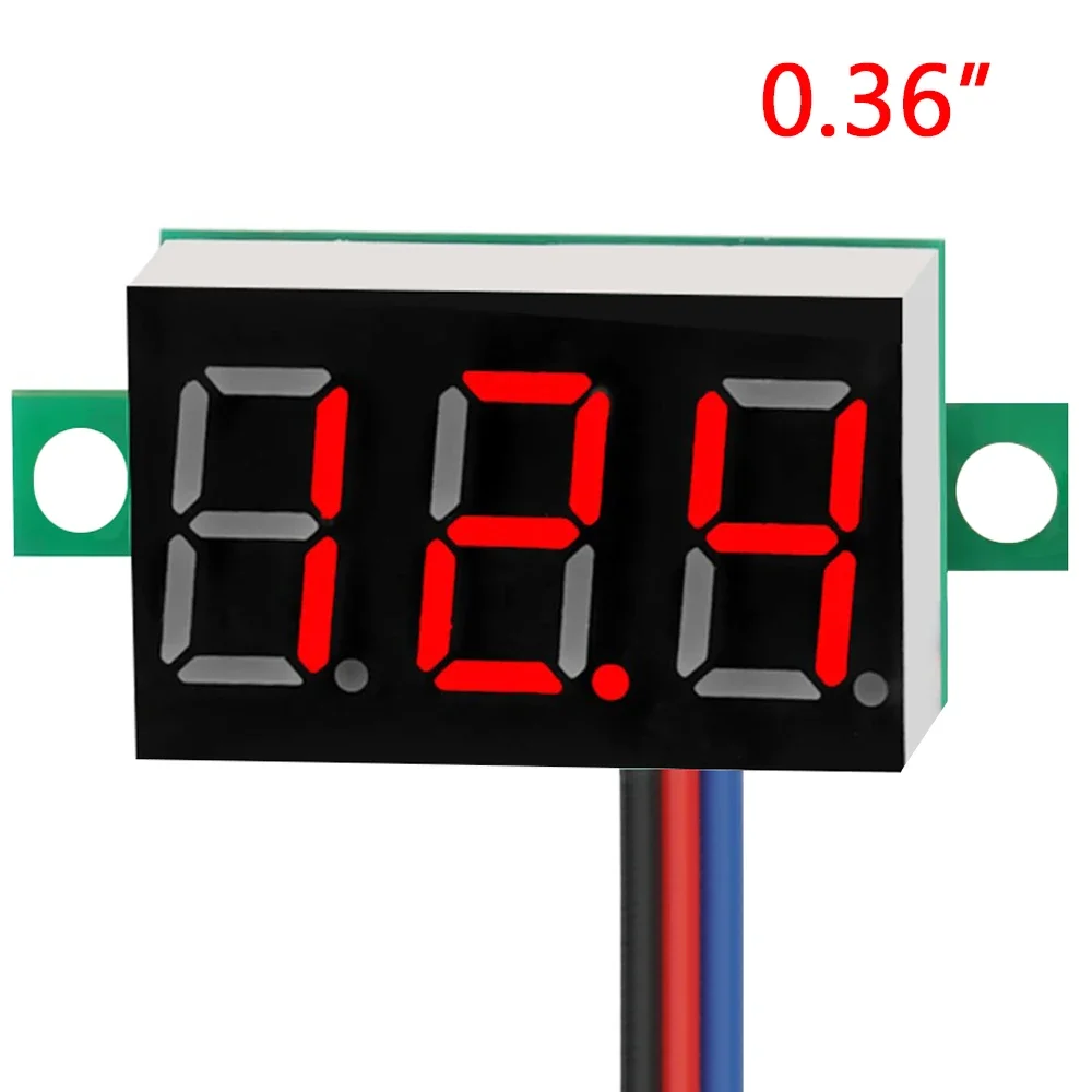 DC 12V Digital Voltmeter LED Display Voltage Meter Gauge Detector Tester Monitor Panel 0.36 Inch 3 Wire DC 0-100V VoltMeter Mini