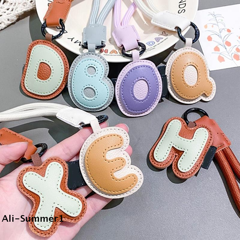 【E】PU Leather 26 Keychains Colorful Braied Wrist Strap Anti-loss Lanyard Keyring Suitcase Camera Phone Case Backpack Pendant pen gpt