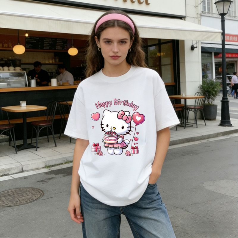 Hellokitty cotton trendy short-sleeved t-shirt women's summer Korean version ins sweet and cool style student versatile top