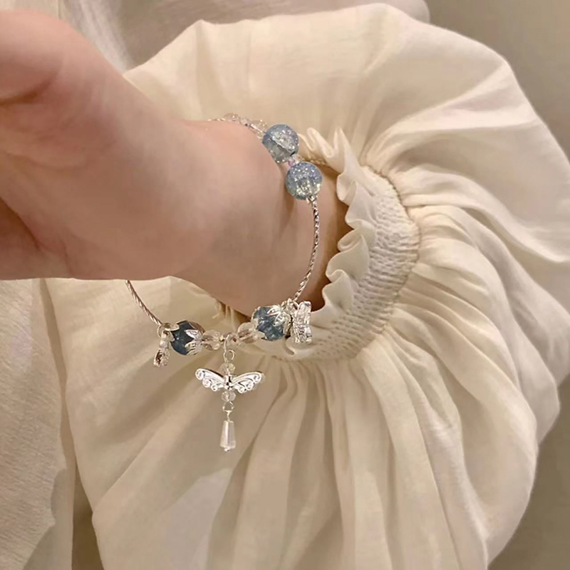 ‘1Pc Chinese Style Butterfly Pendant Bracelets For Women Fashion Temperament Beaded Bangles Light Luxury Party Jewelry s.