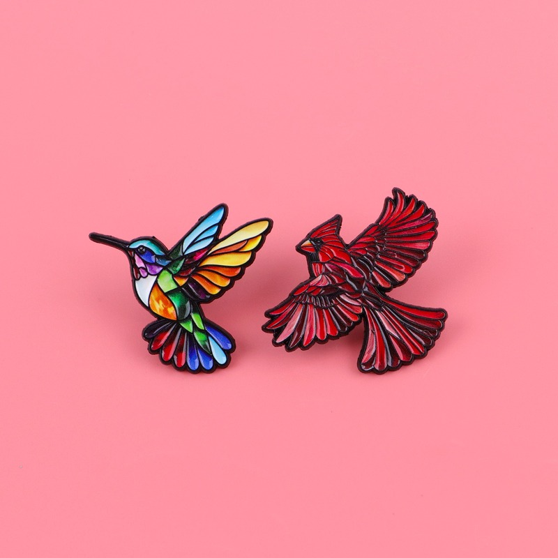[Briefcase Badges] 2pcs/set Cute Hummingbird Enamel Lapel Pins | Cartoon Brooch for Backpacks Clothes Accessories Fashion Gifts